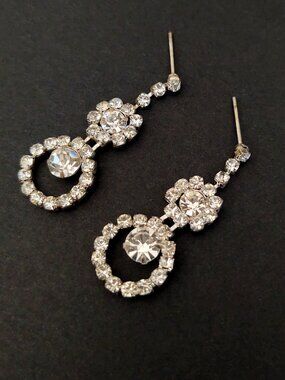 Vintage clear cz dangle earrings